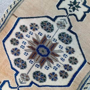 Vintage Turkish Oushak Rug: Bohemian Wool Door Mat (1.6x3.7 ft)