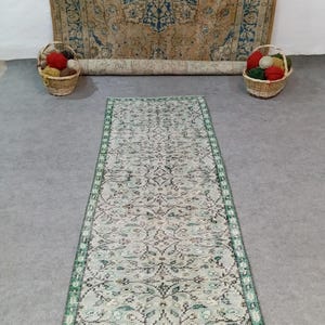 2x6 Runner, Vintage, Soft, Area, Pastel Rug, 2x6 Oushak, SmallRug, Kitchen Rug, 2x5 Turkish, Faded, Woven Rug Handmade Wool Rug, 2.2x5.8 ft