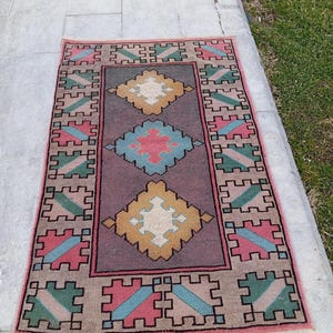 3x4 Halı Antik Uşak Halısı, Tarzı Giriş Halı yeşil ve Mavi 2.8x4.4 Feet. Tax Free USA