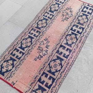 2x5 RUNNER RUGS, pink blue Small Runner Rugs,Handmade Rugs,Vintage Rugs,Turkish Rug 2x5,Persian Small Runner Rugs,Hallway Rugs 2.3x4.6 ft