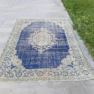 7x10 Vintage Rug, 7x10 Antique Heriz Rug, 7x10 Vintage Persian Heriz Rug, 7x10 Area Rug, 1940s Vegetable Dyes Heriz Rug 6.7x9.4 feet