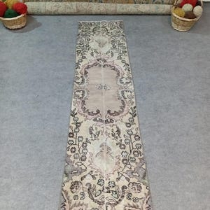 2x6 Runner, Vintage, Soft, Area, Pastel Rug, 2x6 Oushak, SmallRug, Kitchen Rug, 2x5 Turkish, Faded, Woven Rug Handmade Wool Rug, 1.7x6.8 ft