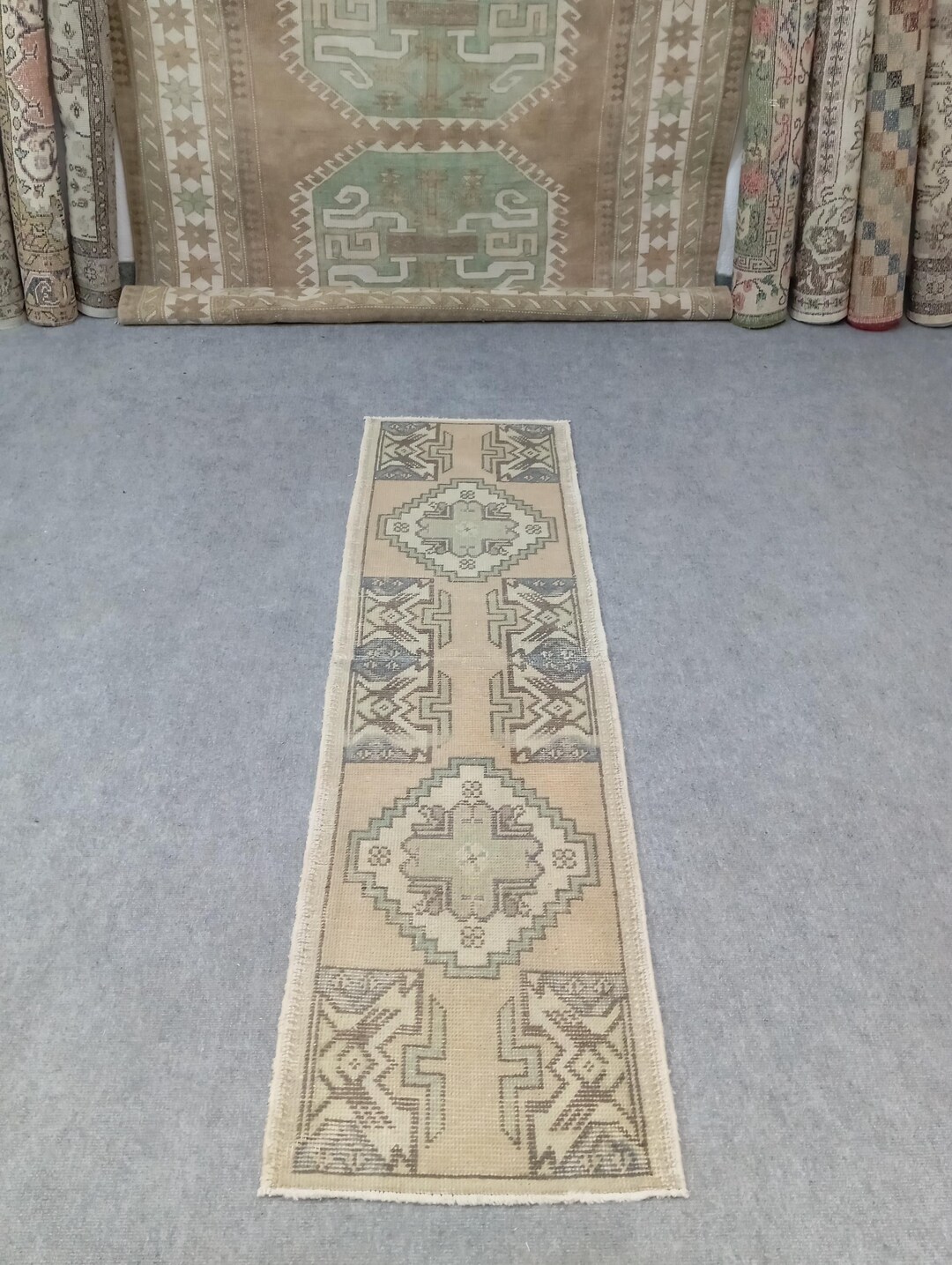 2x5 Rug, Vintage, Soft, Area, Pastel Rug, 2x5 Oushak, Small, Kitchen ...