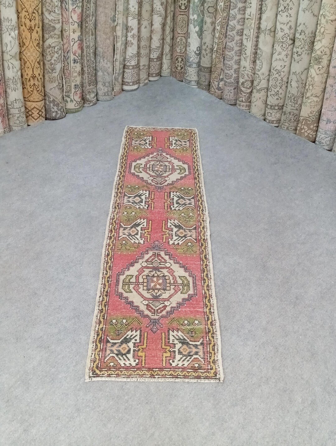 2x5 Rug, Vintage, Soft, Area, Pastel Rug, 2x5 Oushak, Small, Kitchen ...