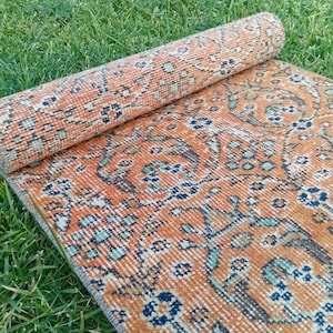 2x6 Runner, Vintage, Home Decor rug, Pastel Rug,2x6 Oushak,SmallRug,Kitchen Rug, 2x5 Turkish, Faded, Woven Rug Handmade Wool Rug 1.10x5.8 ft