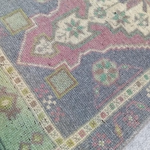 2x6 Runner, Vintage, Soft, Area, Pastel Rug, 2x6 Oushak, SmallRug, Kitchen Rug, 2x5 Turkish, Faded, Woven Rug Handmade Wool Rug, 1.7x6.10 ft