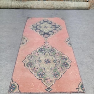 2x4 Turkish rug, 2x4 Small rug, 2x4 Pink rug, 2x4 Vintage rug, 2x4 Mini rug, 2x4 Doormat rug, 2x4 Oushak rug Wool rug, 1.10x3.11 ft