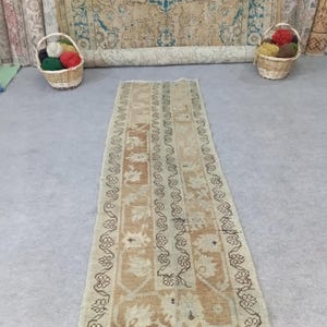 2x6 Runner, Vintage, Soft, Area, Pastel Rug, 2x6 Oushak, SmallRug, Kitchen Rug, 2x5 Turkish, Faded, Woven Rug Handmade Wool Rug, 1.9x6 ft