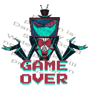 Game Over Vox Hazbin Hotel Cross Stitch Pattern
