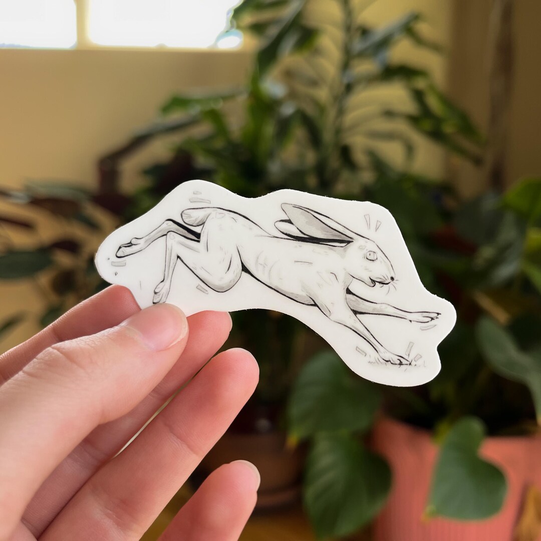 Running Hare Sticker, Hare Sticker, Rabbit Sicker, Running Rabbit ...