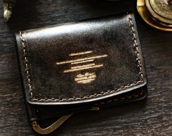 Luxury Leather Money Clip Wallet Vintage Antique Style : Handmade Minimalist Slim Card Holder Gift