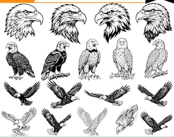 100 Eagle SVG Bundle, Bald Eagle Clipart, Vector Files (Instant Download)