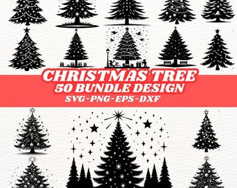 50 Christmas Tree SVG Bundle: Pine Tree Outline ClipArt (Digital Download)