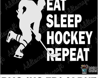 Eat Sleep Hockey Repeat SVG PNG: Hockey silhouet clipart (digitale download)