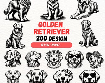 Golden Retriever SVG Bundle: Dog Lover Clipart (SVG, PNG)