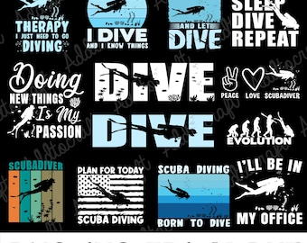 Scuba Diving SVG Bundle: Silhouette Clipart (Digital Download)