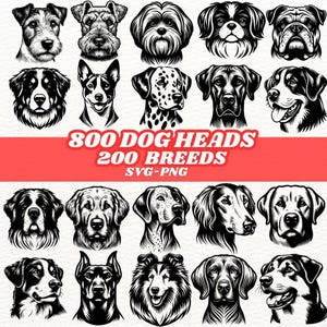 Dog Heads SVG Bundle | Dog Heads for Cricut Svg |Complete Dog Breeds SVG | Dog Silhouette Svg, Dog Heads Clipart| Instant Download,