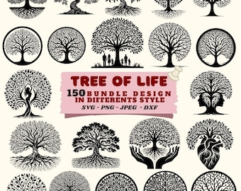 Tree of Life SVG-bundel, stamboom clipart (digitale download)