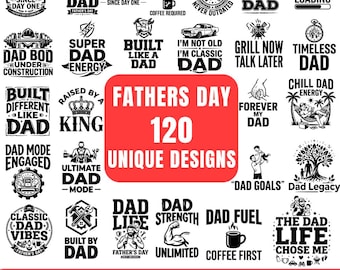 Vaderdag SVG-bundel, 120 Retro Dad Quotes, grappige ontwerpen (svg, png, eps, dxf)