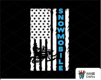 USA Flag Snowmobile SVG Clipart: Winter Sports (Digital Download)