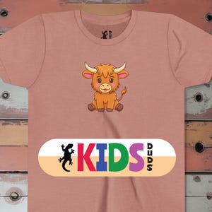 T-shirt bébé vache Highland (2T-5T) | T-shirt adorable pour enfants | Doux bébé vache Highland cartoon | Chemise du futur fermier | T-shirt amoureux des animaux