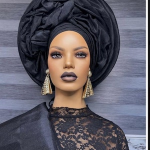 Aso oke auto gele with shoulder cape,African hat, bridal heda gear, wedding guest head wrap designs, Aso oke clothing, Aso oke fabric