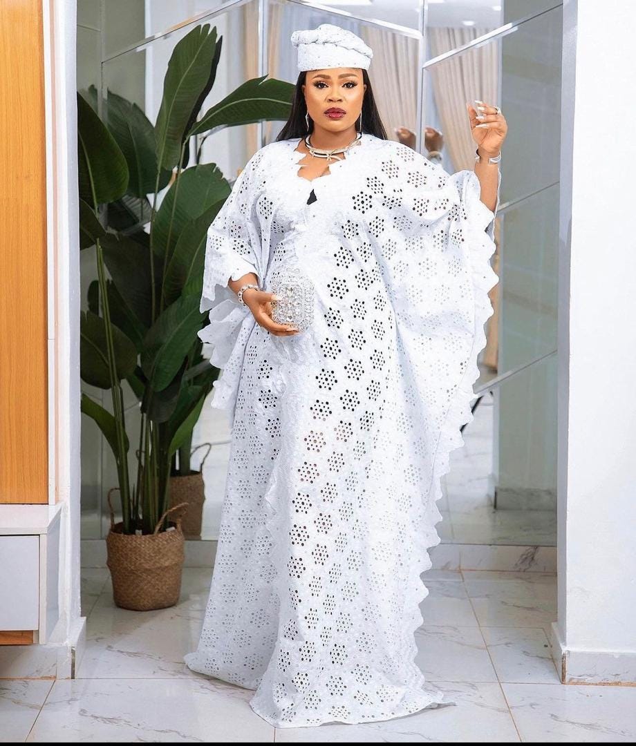 African Lace Cord Lace Dress Styles Elegant White Lace Dress, Nigerian Luxury Party Kaftan, Women Minimalist African Lace Cord Lace Dress Styles Elegant White Lace Dress, Nigerian Luxury Party Kaftan, Women Minimalist