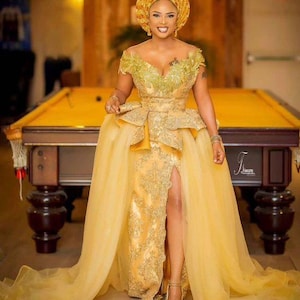 African lace dress, lace design, African wear, African clothing, African fashion, women styles, Elegant wear, Nigerian clothing