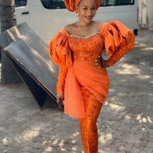 African lace dress, lace design, African wear, African clothing, African fashion, women styles, Elegant wear, Nigerian clothing