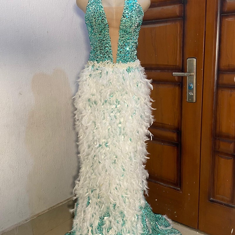 Stylish Fringed Sequin Feather Panels Dress Dress main image 1