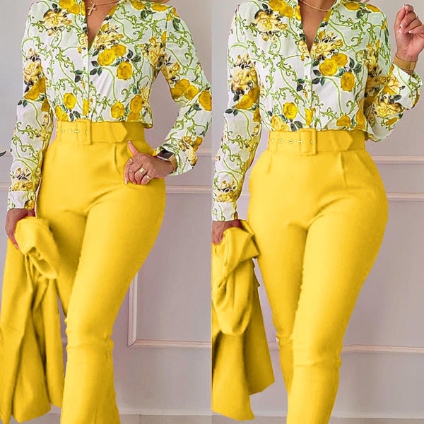 Two Piece Set Office Lady Casual Trousers Suits