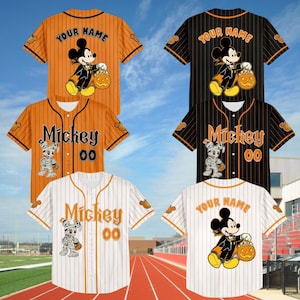 Personalized Disney Mickey Halloween Cosplay Baseball Jersey, Halloween Family Shirt, Custom Mickey & Friends Baseball Team Jersey