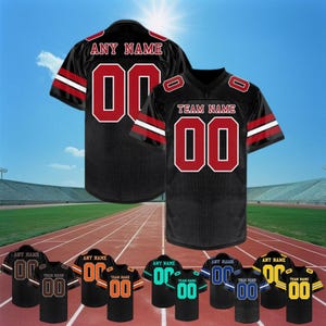 Custom Football Jersey Personalized Football Shirt, Print Team Name Number Customized Football Shirt Fans Gift for Men Women Kids