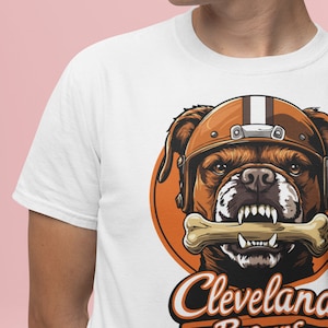 Cleveland Browns Bulldogg Guarding Stadium NFL Unisex Heavy Cotton Tee Unisex Heavy Cotton Tee