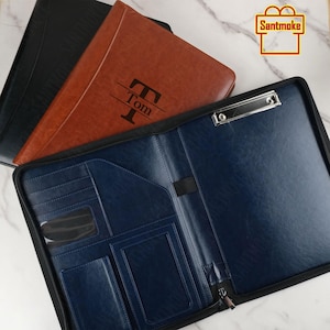 Personalized Leather Portfolio, Custom Portfolio with Name, Custom Portfolio With Zipper, A4 Leather Folder Letter,Folder Case,Business Gift
