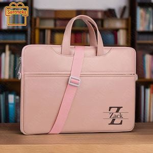 Sacoche pour ordinateur portable en cuir personnalisée, initiales gravées de la coque d'ordinateur, porte-documents avec nom personnalisé, sacoche en cuir pour ordinateur portable, cadeau pour lui, 15,6 po.