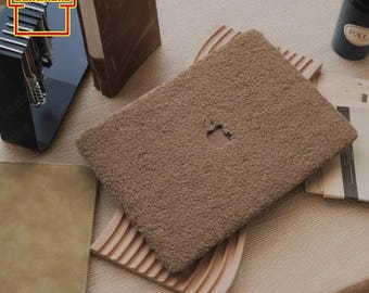 Brown Fluffy MacBook Case,Plush Beige MacBook Case,MacBook Pro 13 M1 M2,Macbook Pro 14 inch 15 16 Touch Bar,Gifts For Her, Protective sleeve