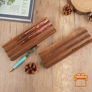 Porte-stylos personnalisé en noyer, Porte-stylos en bois personnalisé pour bureau, Organisateur de tiroir de bureau, Porte-stylos en bois, Support à crayons en bois, Cadeau pour enseignant