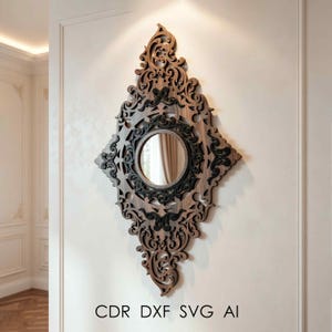 Ornate Baroque Mirror Frame SVG | Laser Cut Wall Decor Template (Vector File)