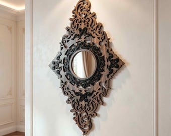 Utsmyckad barock spegelram SVG | Laserskuren väggdekormall (vektorfil)