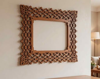 Geometrisk utsmyckad ram SVG | Laserskuren väggkonstmall | Dekorativ spegelram