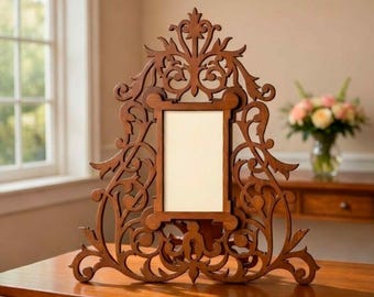 Utsmyckad fotoram laserskuren fil | Barock ram SVG | CNC-fräsmall