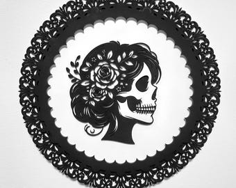 Gotisk skalle ram SVG: Halloween laserskurna filer, häxig väggkonst (digital nedladdning)