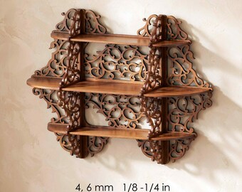 Utsmyckat laserskuret hyllmönster | Vintage Scrollwork CNC-mall (digital nedladdning)