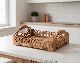 Laserskurna serveringsfatfiler | Fackmönster SVG | CNC-vektordesign för heminredning