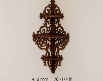 Ornate Corner Shelf SVG | 3 Tier Wall Shelf Template | Laser Cut CNC Pattern