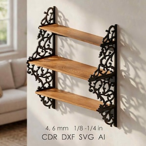 Ornate Wall Shelf Brackets | Vintage Scrollwork Laser Cut Design | CNC & Laser Files SVG