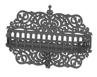 Estantería de pared gótica victoriana con barandilla SVG – Exhibición de brujería / Archivos de corte láser para CNC