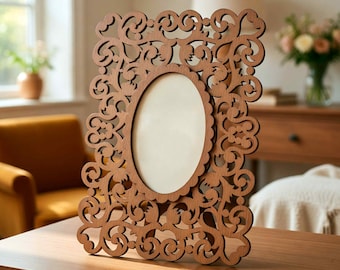 Utsmyckad oval fotoram SVG | Barock laserskuren design | Digital nedladdning