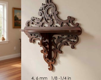 Utsmyckad barock vägghylla SVG | Laserskuren rullmall (CNC-filer)